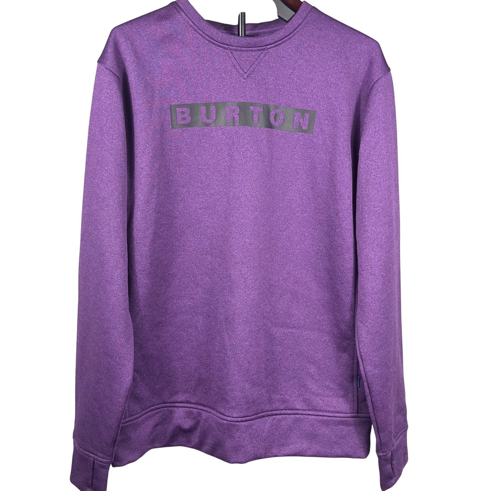 Burton Oak Crew Sweatshirt Mens L Purple Fleece Pullover Snowboard Activewear